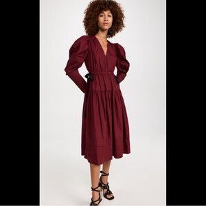 Ulla Johnson Burgundy Puff Sleeve Dress